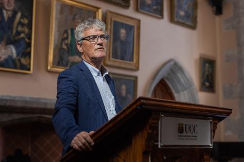 UCC President Professor John O’Halloran welcoming the alumni back to UCC